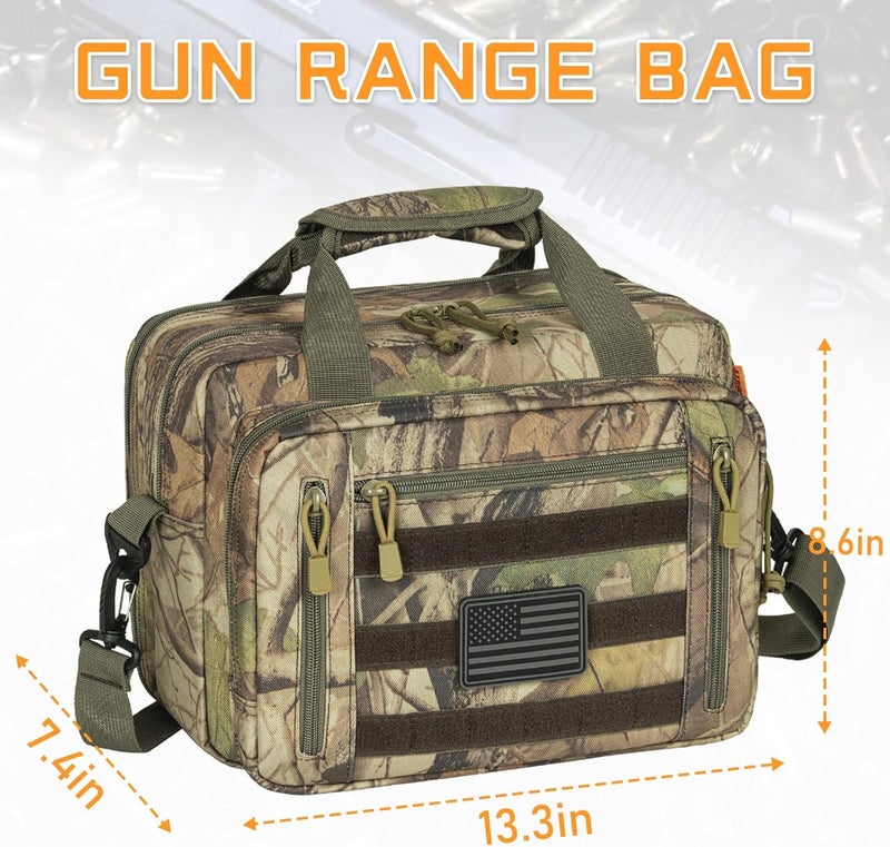 ITHWIU Pistol Case, Gun Range Bags For 2 Pistols 6 Magazines Carrying Shooting Bag with Lockable Zipper for Shooting Range Outdoor Hunting - Image 2